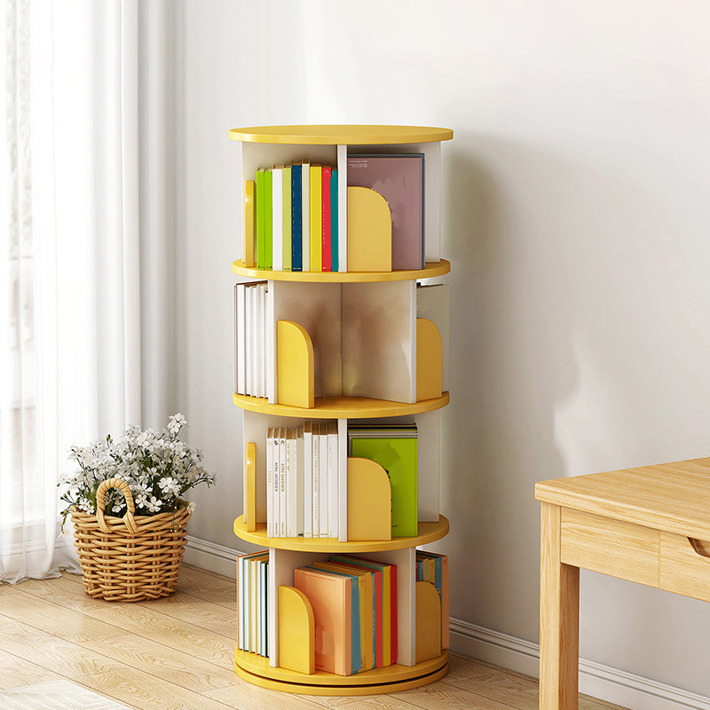 Engineered Wood Closed Back Bookcase Scandinavian Standard Bookshelf 18.1"L x 18.1"W x 49.6"H Yellow Clearhalo 'Bookcases' 'furn' 'furn_bookcases' 'Furniture' 'Office Furniture' 7580783