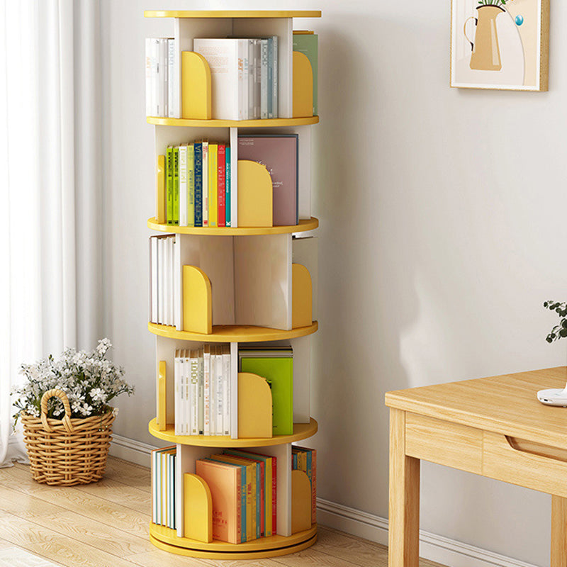 Engineered Wood Closed Back Bookcase Scandinavian Standard Bookshelf 18.1"L x 18.1"W x 61.8"H Yellow Clearhalo 'Bookcases' 'furn' 'furn_bookcases' 'Furniture' 'Office Furniture' 7580794