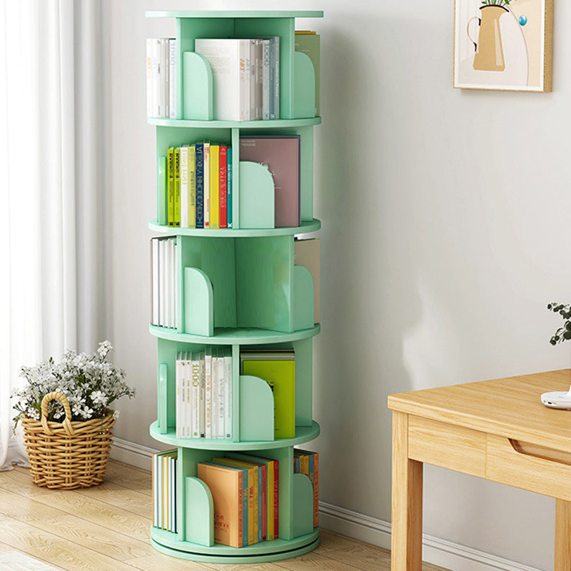 Engineered Wood Closed Back Bookcase Scandinavian Standard Bookshelf 18.1"L x 18.1"W x 61.8"H Green Clearhalo 'Bookcases' 'furn' 'furn_bookcases' 'Furniture' 'Office Furniture' 7580795