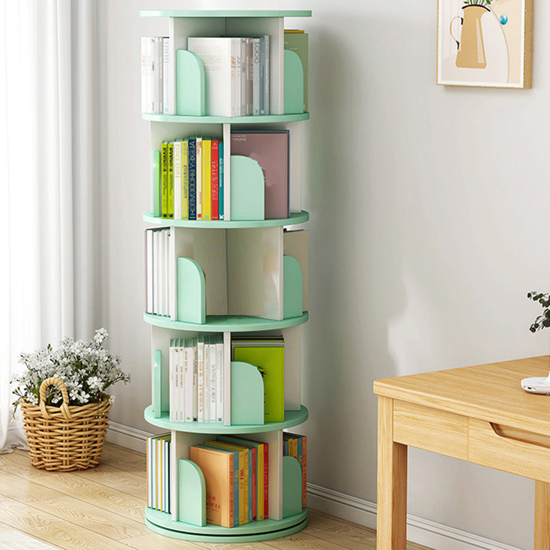Engineered Wood Closed Back Bookcase Scandinavian Standard Bookshelf 18.1"L x 18.1"W x 61.8"H Green-White Clearhalo 'Bookcases' 'furn' 'furn_bookcases' 'Furniture' 'Office Furniture' 7580796