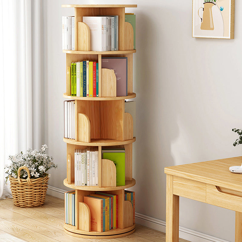 Engineered Wood Closed Back Bookcase Scandinavian Standard Bookshelf 18.1"L x 18.1"W x 61.8"H Natural Clearhalo 'Bookcases' 'furn' 'furn_bookcases' 'Furniture' 'Office Furniture' 7580797