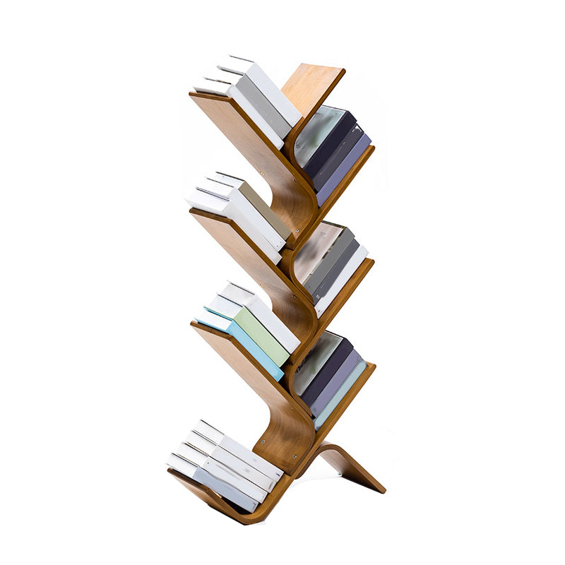 Modern Open Back Bookshelf Etagere Bamboo Bookcase for Home Office 23.2"L x 7.9"W x 48.4"H Brown Clearhalo 'Bookcases' 'furn' 'furn_bookcases' 'Furniture' 'Office Furniture' 7580842