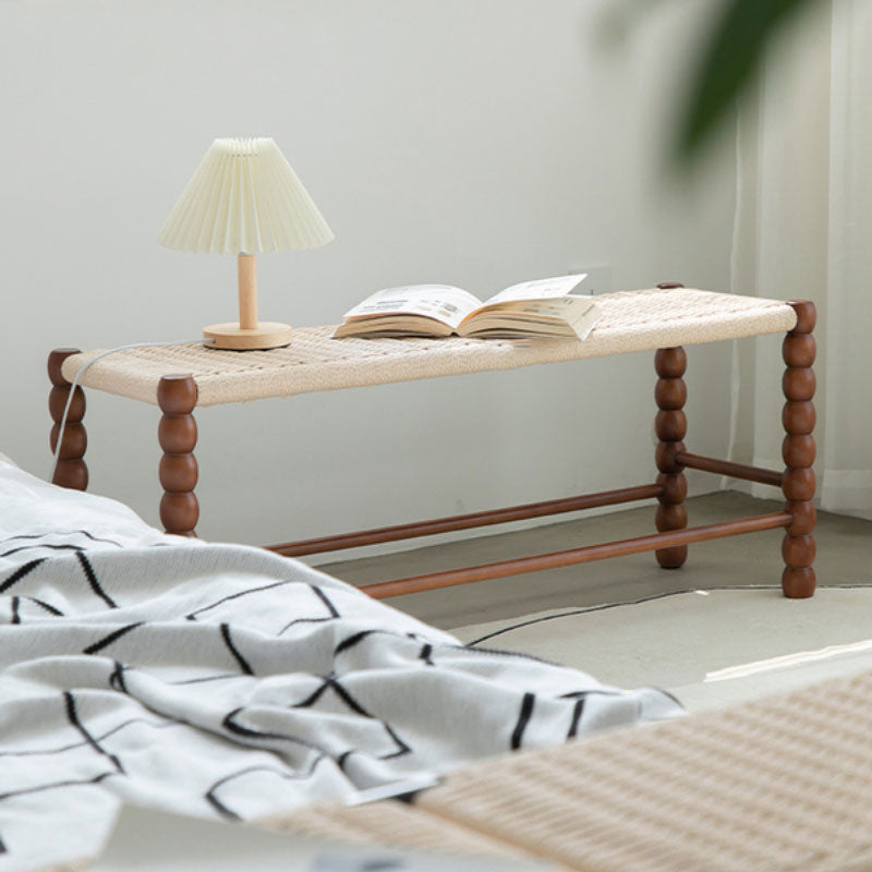 Tropical Seating Bench Solid Wood 12 Inch Width Rectangle Seating Bench Walnut Clearhalo 'Benches' 'Chairs & Seating' 'furn' 'furn_benches' 'Furniture' 'Living Room Furniture' 7580855