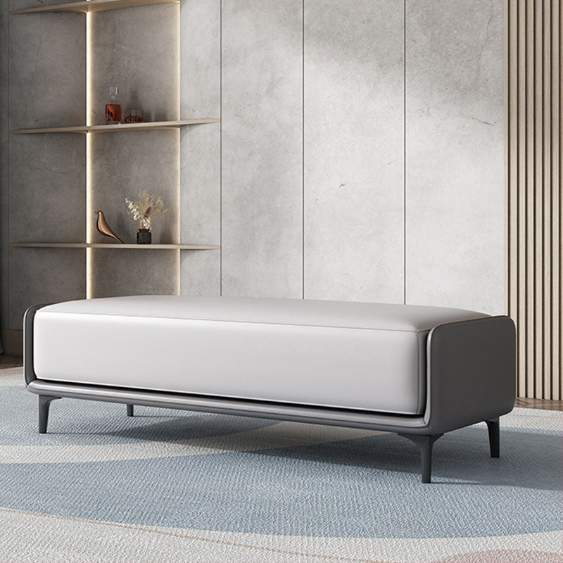 Rectangle Entryway Bench Modern Cushioned Seating Bench with Metal Legs Light Gray Clearhalo 'Benches' 'Chairs & Seating' 'furn' 'furn_benches' 'Furniture' 'Living Room Furniture' 7580868