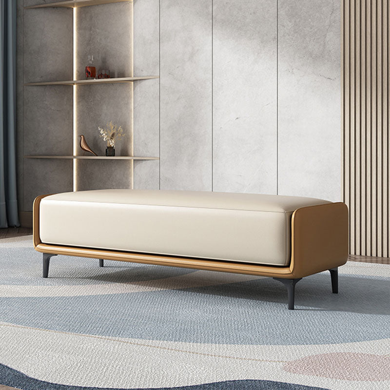 Rectangle Entryway Bench Modern Cushioned Seating Bench with Metal Legs Orange Beige Clearhalo 'Benches' 'Chairs & Seating' 'furn' 'furn_benches' 'Furniture' 'Living Room Furniture' 7580869