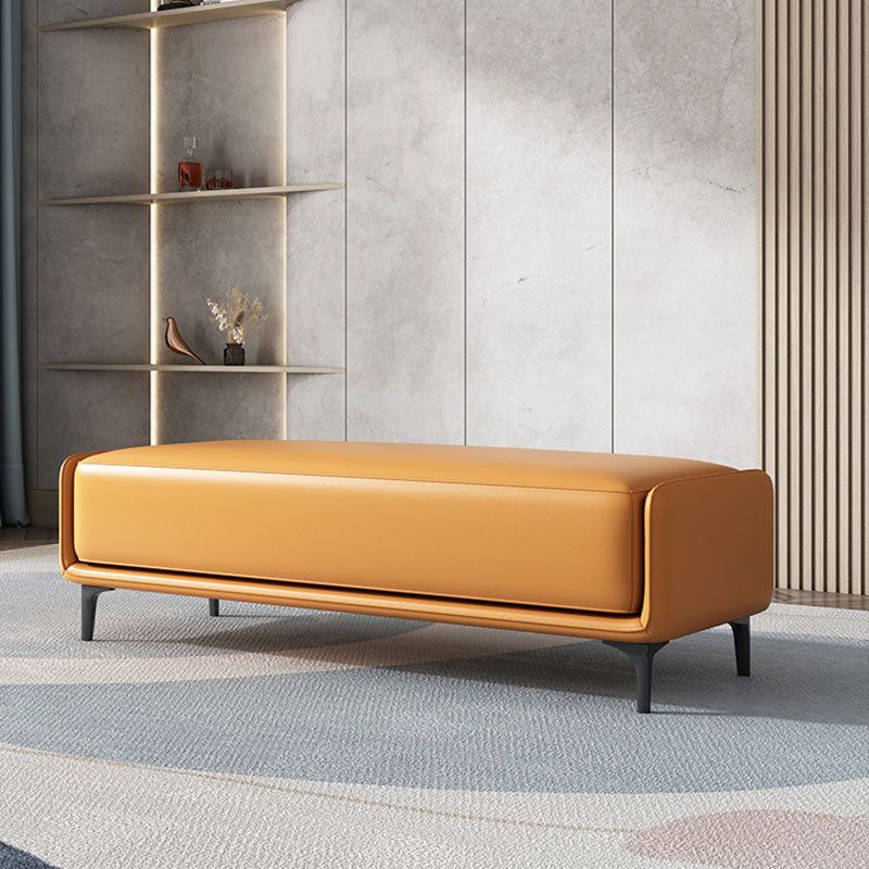 Rectangle Entryway Bench Modern Cushioned Seating Bench with Metal Legs Orange Clearhalo 'Benches' 'Chairs & Seating' 'furn' 'furn_benches' 'Furniture' 'Living Room Furniture' 7580871