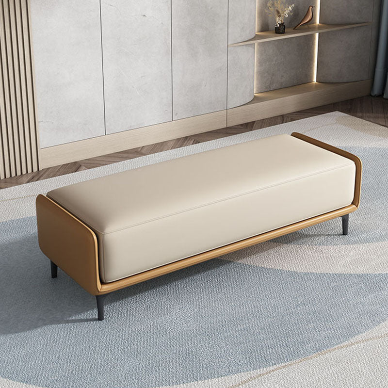 Rectangle Entryway Bench Modern Cushioned Seating Bench with Metal Legs 59"L x 17"W x 17"H Orange Beige Clearhalo 'Benches' 'Chairs & Seating' 'furn' 'furn_benches' 'Furniture' 'Living Room Furniture' 7580872