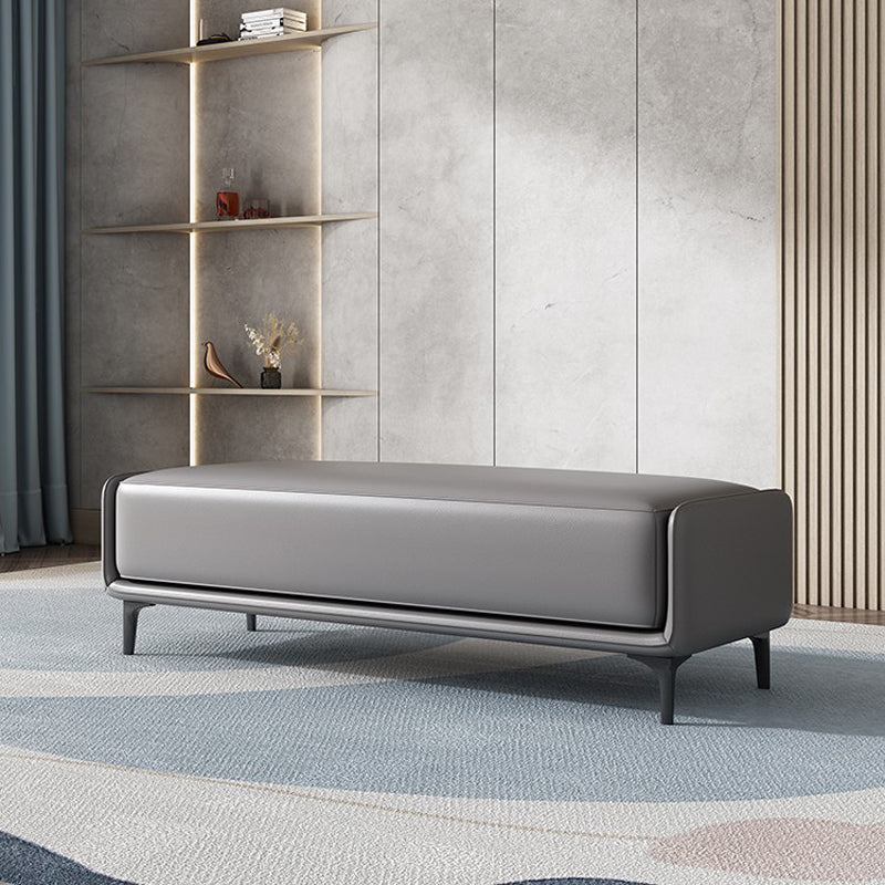Rectangle Entryway Bench Modern Cushioned Seating Bench with Metal Legs Dark Gray Clearhalo 'Benches' 'Chairs & Seating' 'furn' 'furn_benches' 'Furniture' 'Living Room Furniture' 7580875