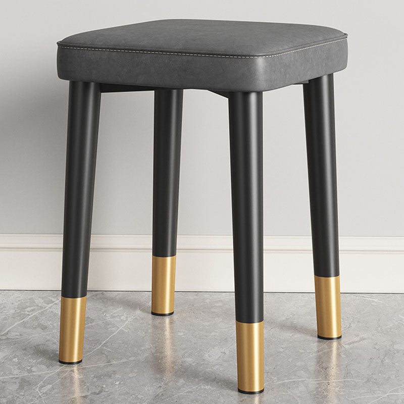 Modern Square Standard Leather Standard with Black Legs for Home Light Gray 1 Piece Black Gold Clearhalo 'furn' 'furn_ottomans_poufs' 'Furniture' 'Living Room Furniture' 'Ottomans & Poufs' 'ottomans_poufs' 7581011