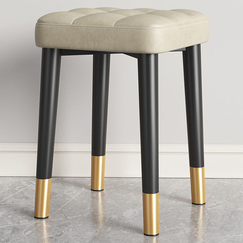 Modern Square Standard Leather Standard with Black Legs for Home Beige 1 Piece Black Gold Clearhalo 'furn' 'furn_ottomans_poufs' 'Furniture' 'Living Room Furniture' 'Ottomans & Poufs' 'ottomans_poufs' 7581015
