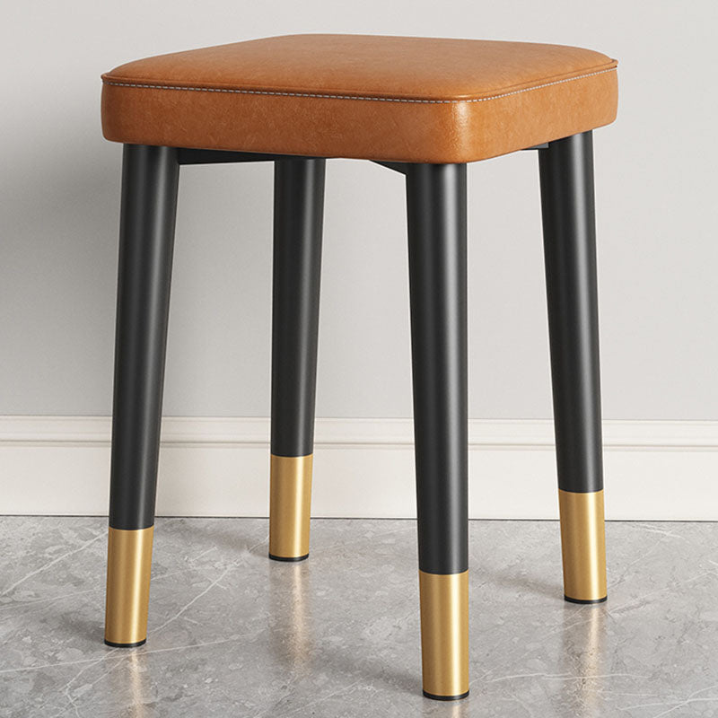 Modern Square Standard Leather Standard with Black Legs for Home Orange Black 1 Piece Black Gold Clearhalo 'furn' 'furn_ottomans_poufs' 'Furniture' 'Living Room Furniture' 'Ottomans & Poufs' 'ottomans_poufs' 7581018