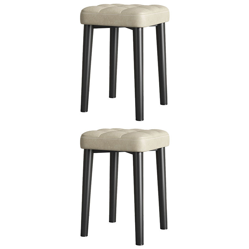 Modern Square Standard Leather Standard with Black Legs for Home Beige 2 Piece Set Black Clearhalo 'furn' 'furn_ottomans_poufs' 'Furniture' 'Living Room Furniture' 'Ottomans & Poufs' 'ottomans_poufs' 7581030