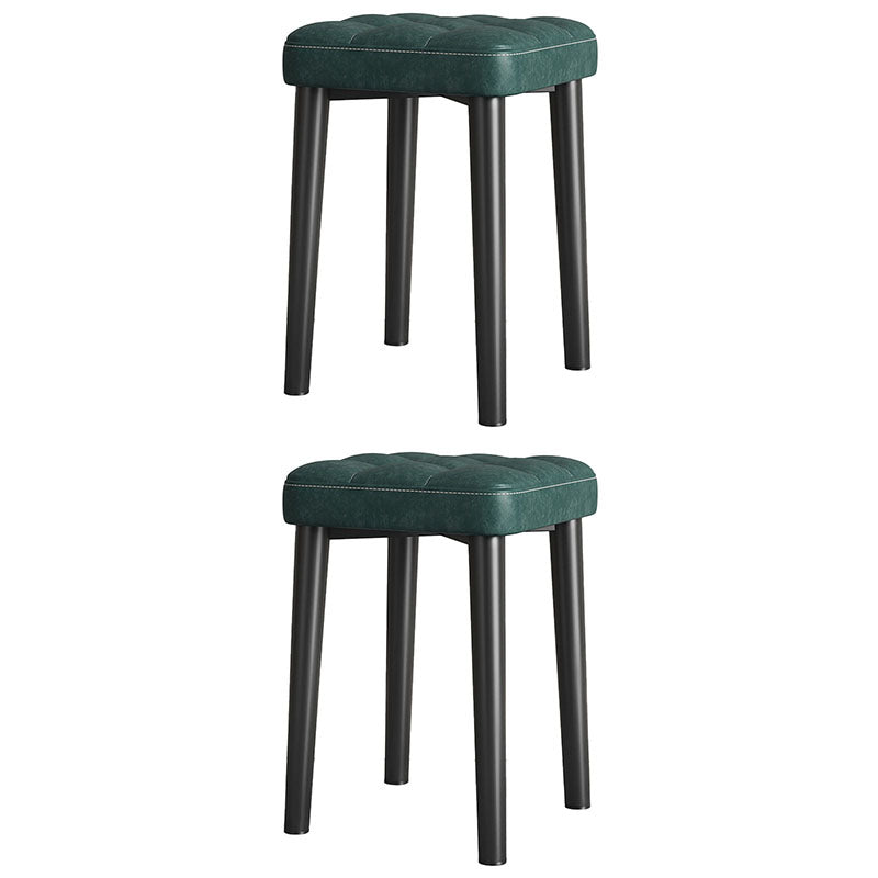 Modern Square Standard Leather Standard with Black Legs for Home Green 2 Piece Set Black Clearhalo 'furn' 'furn_ottomans_poufs' 'Furniture' 'Living Room Furniture' 'Ottomans & Poufs' 'ottomans_poufs' 7581036