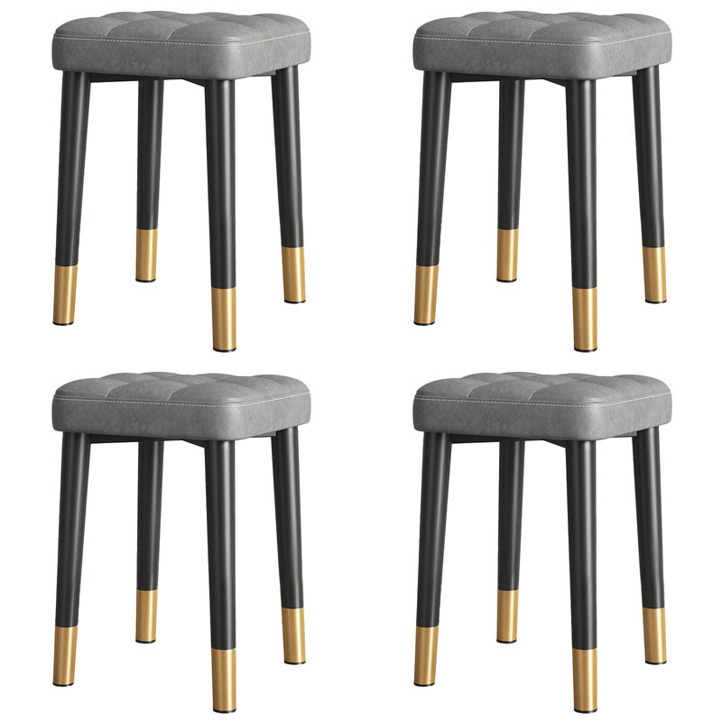Modern Square Standard Leather Standard with Black Legs for Home Grey 4 Piece Set Black Gold Clearhalo 'furn' 'furn_ottomans_poufs' 'Furniture' 'Living Room Furniture' 'Ottomans & Poufs' 'ottomans_poufs' 7581039