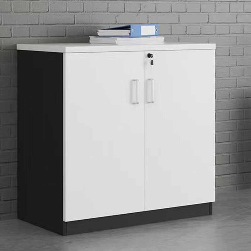 Modern Lateral Filing Cabinet Wooden Frame Key Locking File Cabinet 31.5"L x 11.8"W x 39.4"H Black White Clearhalo 'Filing Cabinets' 'filling_cabinets' 'furn' 'furn_filling_cabinets' 'Furniture' 'Office Furniture' 7581105