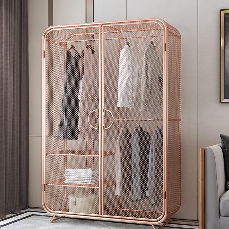 Industrial Style Wardrobe Bedroom Metal Wardrobe Closet with 2 Doors Clearhalo 'Armoires & Wardrobes' 'armoires_wardrobes' 'Bedroom Furniture' 'furn' 'furn_armoires_wardrobes' 'Furniture' 7581238