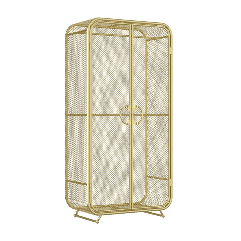 Industrial Style Wardrobe Bedroom Metal Wardrobe Closet with 2 Doors Gold Shelf Not Included Clearhalo 'Armoires & Wardrobes' 'armoires_wardrobes' 'Bedroom Furniture' 'furn' 'furn_armoires_wardrobes' 'Furniture' 7581244