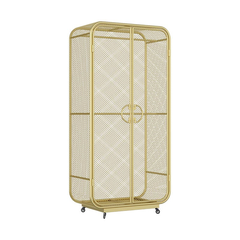 Industrial Style Wardrobe Bedroom Metal Wardrobe Closet with 2 Doors Light Gold Shelf Not Included Clearhalo 'Armoires & Wardrobes' 'armoires_wardrobes' 'Bedroom Furniture' 'furn' 'furn_armoires_wardrobes' 'Furniture' 7581249