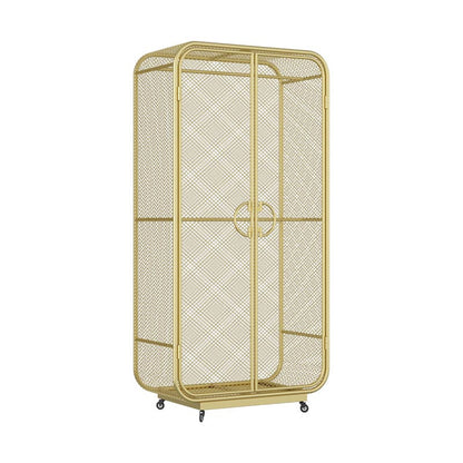 Industrial Style Wardrobe Bedroom Metal Wardrobe Closet with 2 Doors Light Gold Shelf Not Included Clearhalo 'Armoires & Wardrobes' 'armoires_wardrobes' 'Bedroom Furniture' 'furn' 'furn_armoires_wardrobes' 'Furniture' 7581249