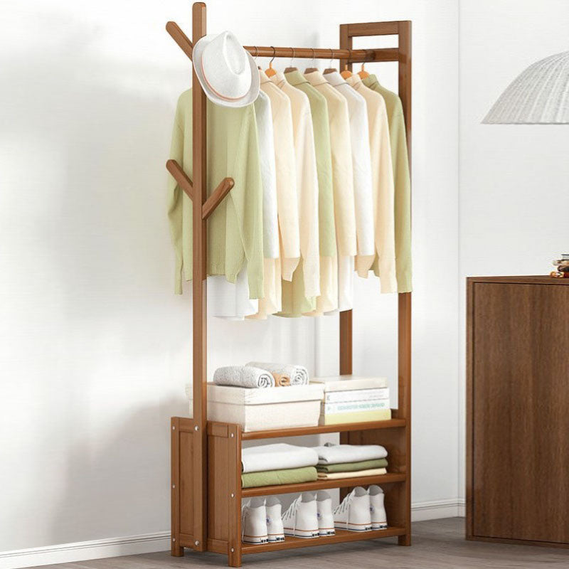Contemporary Style Wardrobe Armoire Bamboo Armoire with Garment Rod for Home 20"L x 11"W x 65"H Brown Drawer Not Included Clearhalo 'Armoires & Wardrobes' 'armoires_wardrobes' 'Bedroom Furniture' 'furn' 'furn_armoires_wardrobes' 'Furniture' 7581290