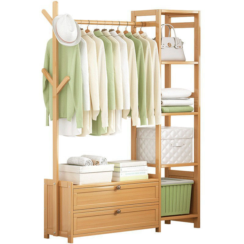 Contemporary Style Wardrobe Armoire Bamboo Armoire with Garment Rod for Home Clearhalo 'Armoires & Wardrobes' 'armoires_wardrobes' 'Bedroom Furniture' 'furn' 'furn_armoires_wardrobes' 'Furniture' 7581295