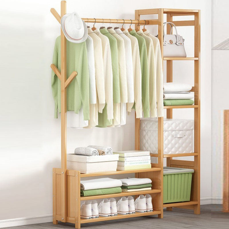 Contemporary Style Wardrobe Armoire Bamboo Armoire with Garment Rod for Home 39"L x 11"W x 65"H Natural Drawer Not Included Clearhalo 'Armoires & Wardrobes' 'armoires_wardrobes' 'Bedroom Furniture' 'furn' 'furn_armoires_wardrobes' 'Furniture' 7581296