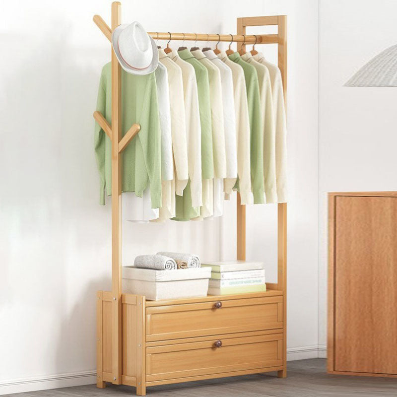 Contemporary Style Wardrobe Armoire Bamboo Armoire with Garment Rod for Home 28"L x 11"W x 65"H Natural 2 Clearhalo 'Armoires & Wardrobes' 'armoires_wardrobes' 'Bedroom Furniture' 'furn' 'furn_armoires_wardrobes' 'Furniture' 7581297