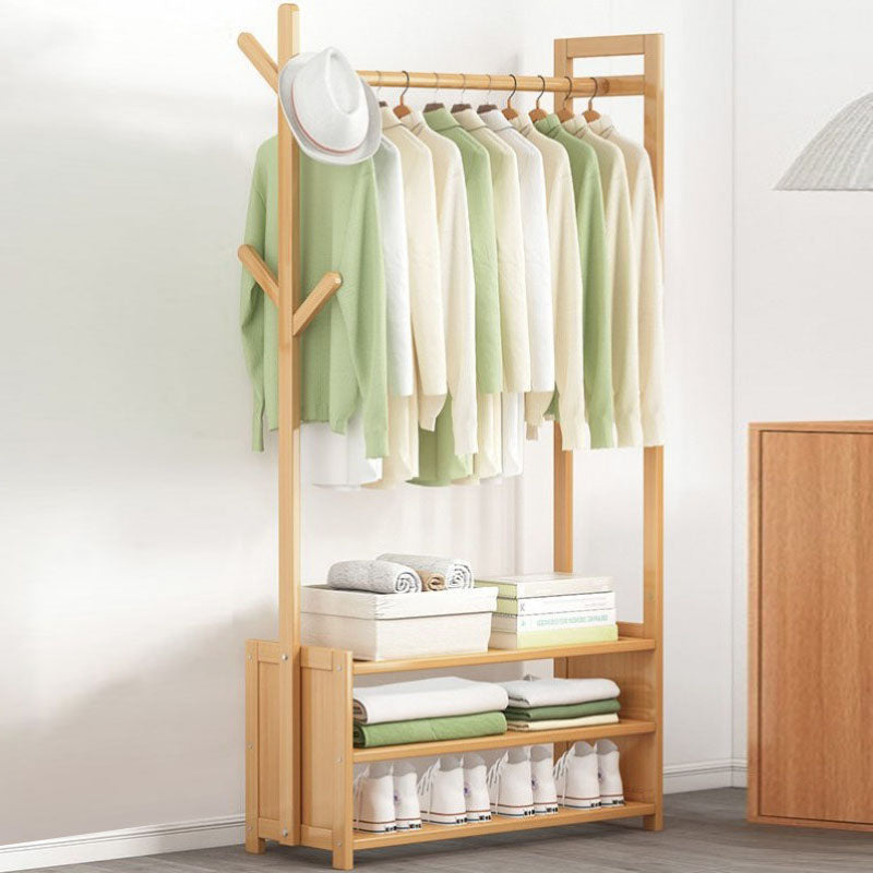 Contemporary Style Wardrobe Armoire Bamboo Armoire with Garment Rod for Home 28"L x 11"W x 65"H Natural Drawer Not Included Clearhalo 'Armoires & Wardrobes' 'armoires_wardrobes' 'Bedroom Furniture' 'furn' 'furn_armoires_wardrobes' 'Furniture' 7581304