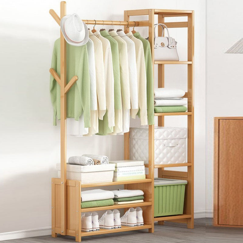 Contemporary Style Wardrobe Armoire Bamboo Armoire with Garment Rod for Home 31"L x 11"W x 65"H Natural Drawer Not Included Clearhalo 'Armoires & Wardrobes' 'armoires_wardrobes' 'Bedroom Furniture' 'furn' 'furn_armoires_wardrobes' 'Furniture' 7581305