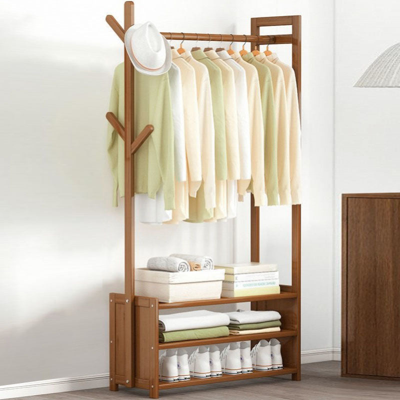 Contemporary Style Wardrobe Armoire Bamboo Armoire with Garment Rod for Home 28"L x 11"W x 65"H Brown Drawer Not Included Clearhalo 'Armoires & Wardrobes' 'armoires_wardrobes' 'Bedroom Furniture' 'furn' 'furn_armoires_wardrobes' 'Furniture' 7581308