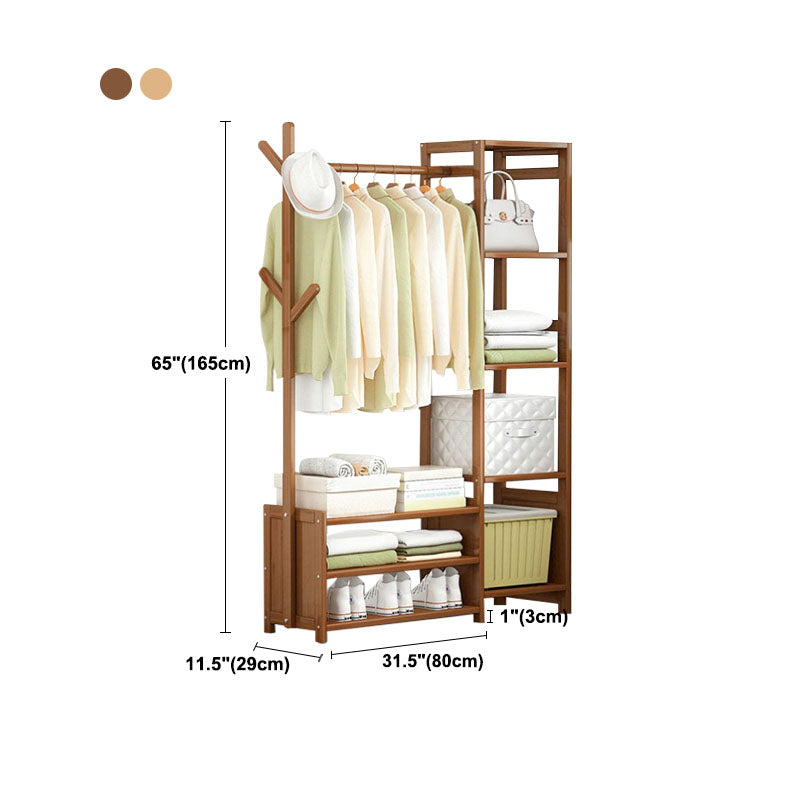 Contemporary Style Wardrobe Armoire Bamboo Armoire with Garment Rod for Home Clearhalo 'Armoires & Wardrobes' 'armoires_wardrobes' 'Bedroom Furniture' 'furn' 'furn_armoires_wardrobes' 'Furniture' 7581313