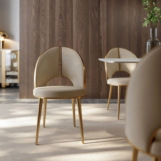 Silla lateral estilo glam cuero 4 piernas silla de comedor para comedor