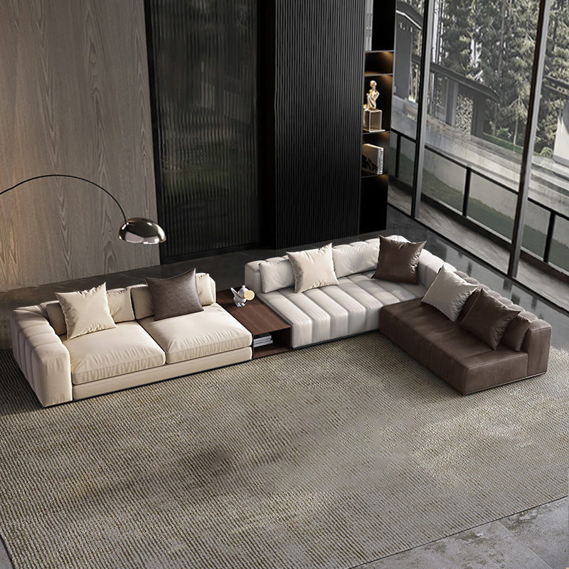 Divano sezionale in pelle autentica di metà secolo 24 "divano a braccio quadrato H con deposito