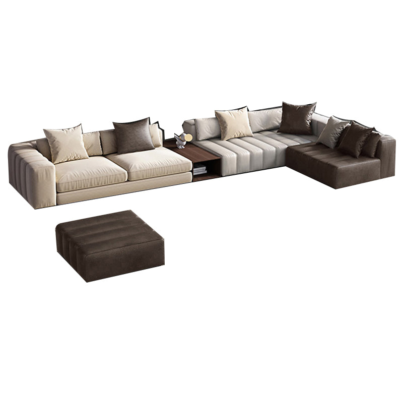 Divano sezionale in pelle autentica di metà secolo 24 "divano a braccio quadrato H con deposito