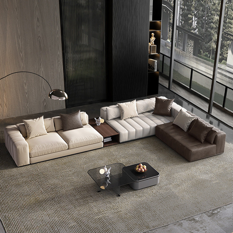 Divano sezionale in pelle autentica di metà secolo 24 "divano a braccio quadrato H con deposito