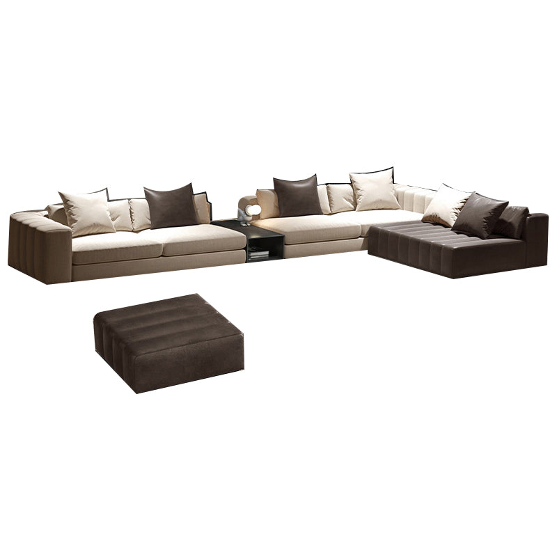 Divano sezionale in pelle autentica di metà secolo 24 "divano a braccio quadrato H con deposito