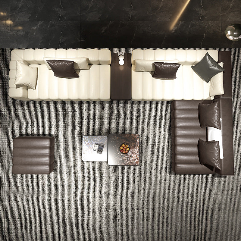 Divano sezionale in pelle autentica di metà secolo 24 "divano a braccio quadrato H con deposito