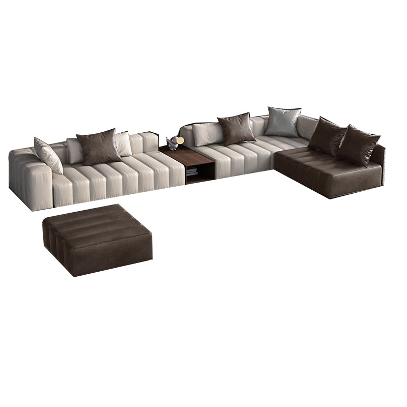 Divano sezionale in pelle autentica di metà secolo 24 "divano a braccio quadrato H con deposito