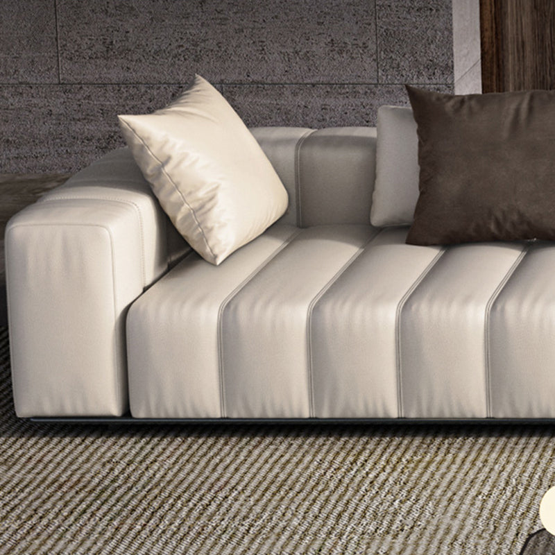 Divano sezionale in pelle autentica di metà secolo 24 "divano a braccio quadrato H con deposito