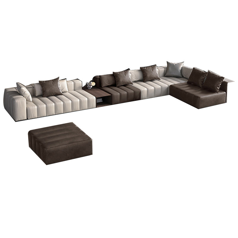 Divano sezionale in pelle autentica di metà secolo 24 "divano a braccio quadrato H con deposito