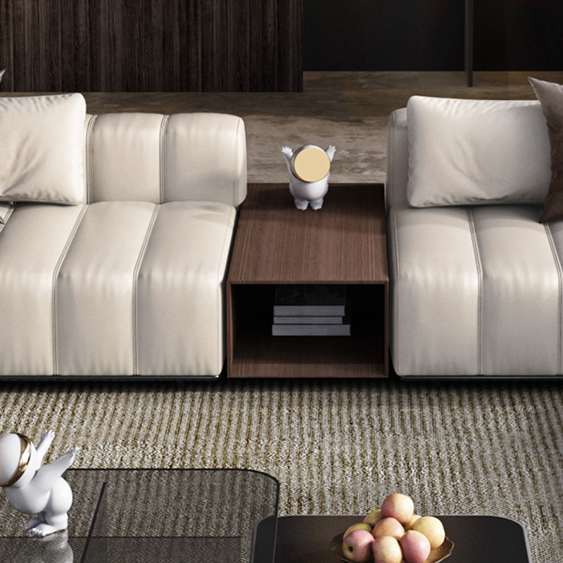 Divano sezionale in pelle autentica di metà secolo 24 "divano a braccio quadrato H con deposito