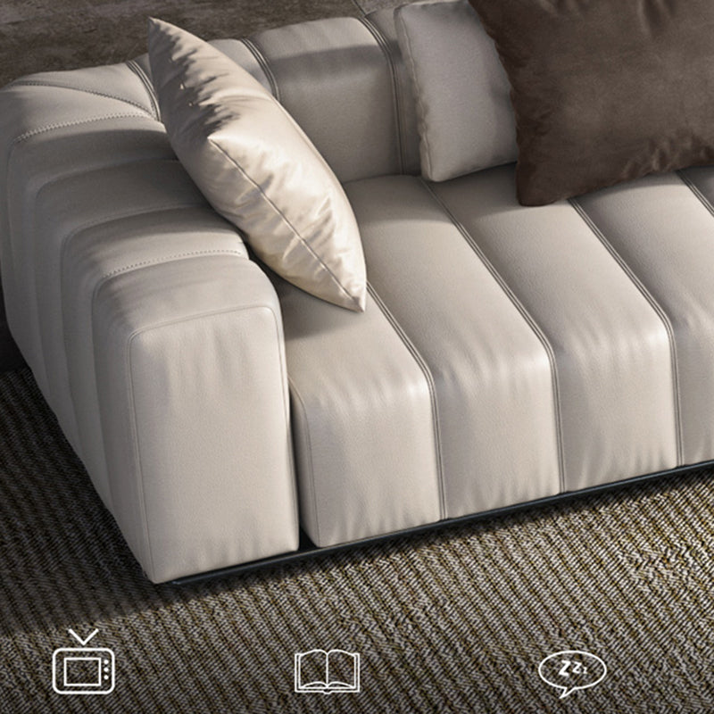 Divano sezionale in pelle autentica di metà secolo 24 "divano a braccio quadrato H con deposito