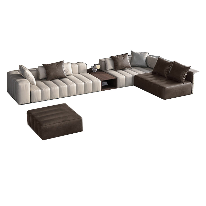 Divano sezionale in pelle autentica di metà secolo 24 "divano a braccio quadrato H con deposito