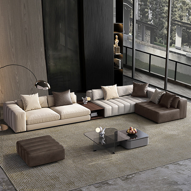 Divano sezionale in pelle autentica di metà secolo 24 "divano a braccio quadrato H con deposito