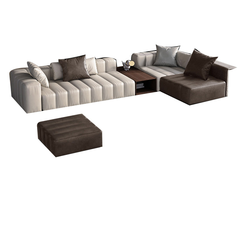 Divano sezionale in pelle autentica di metà secolo 24 "divano a braccio quadrato H con deposito