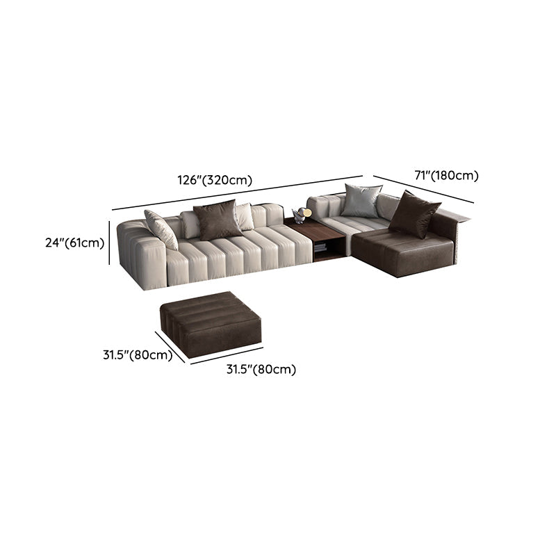 Divano sezionale in pelle autentica di metà secolo 24 "divano a braccio quadrato H con deposito