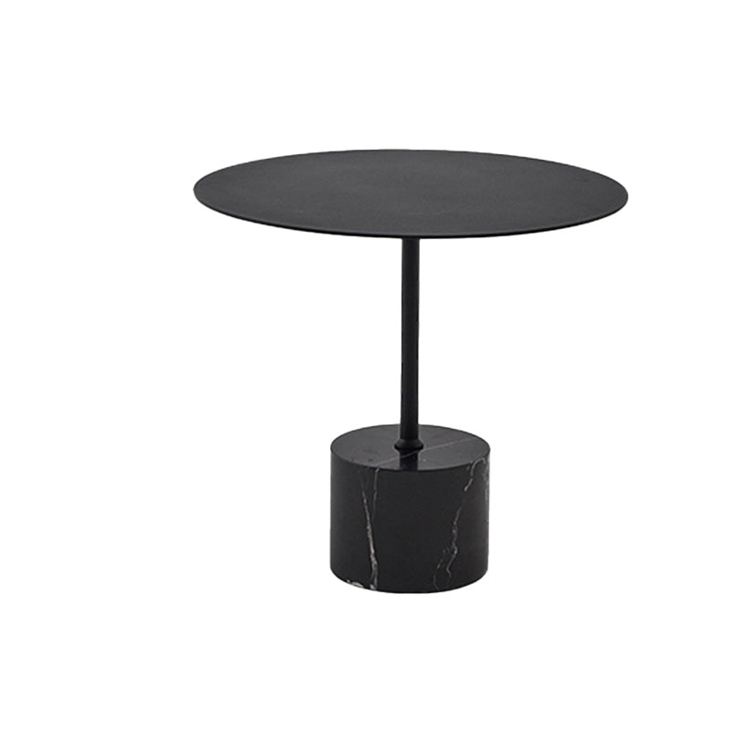 Black End Slide Table Round Living Room Pedestal Marble Corner Table 18"L x 18"W x 16"H 1 Clearhalo 'Coffee & Accent Tables' 'End & Side Tables' 'end_side_tables' 'furn' 'furn_end_side_tables' 'Furniture' 'Living Room Furniture' 7584253
