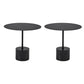 Black End Slide Table Round Living Room Pedestal Marble Corner Table 18"L x 18"W x 16"H 2 Clearhalo 'Coffee & Accent Tables' 'End & Side Tables' 'end_side_tables' 'furn' 'furn_end_side_tables' 'Furniture' 'Living Room Furniture' 7584254