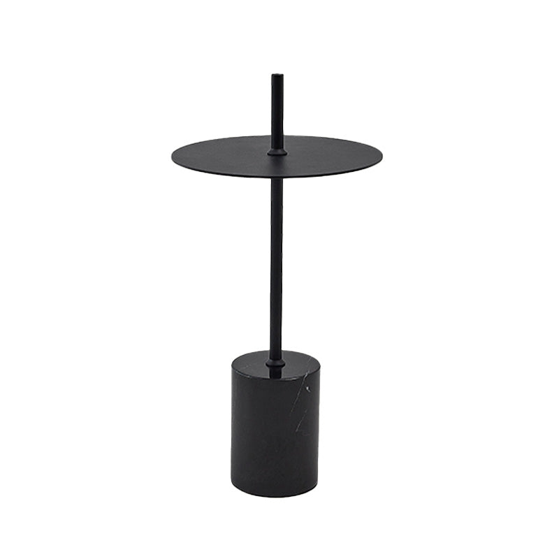 Black End Slide Table Round Living Room Pedestal Marble Corner Table 13"L x 13"W x 26 "H 1 Clearhalo 'Coffee & Accent Tables' 'End & Side Tables' 'end_side_tables' 'furn' 'furn_end_side_tables' 'Furniture' 'Living Room Furniture' 7584258