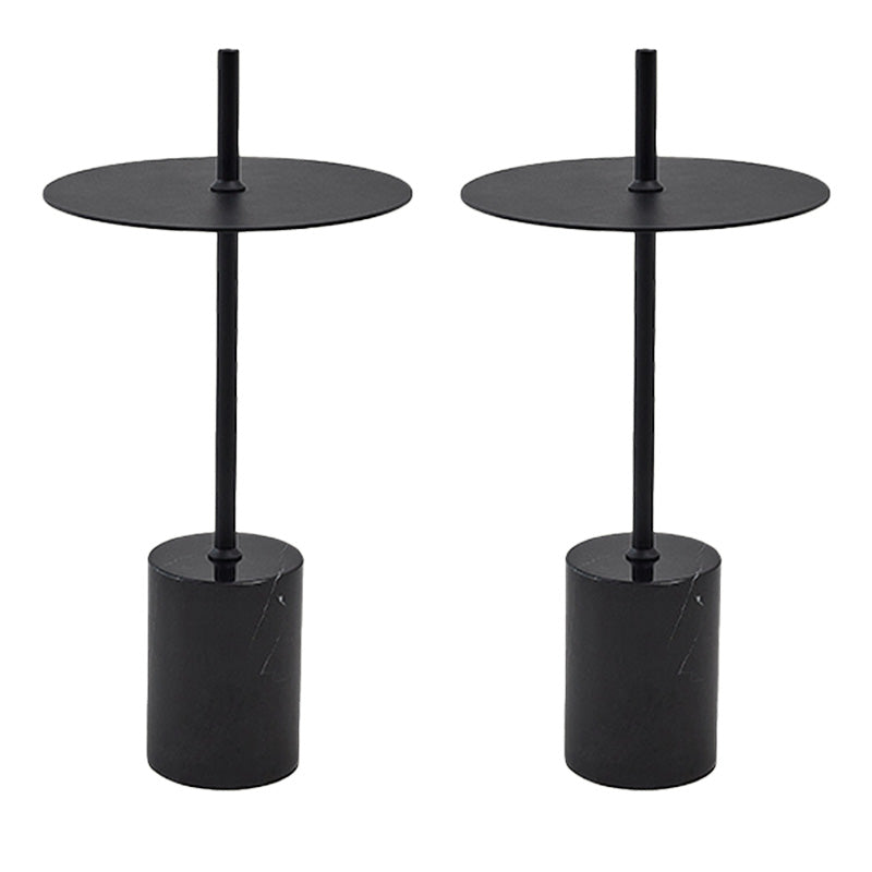 Black End Slide Table Round Living Room Pedestal Marble Corner Table 13"L x 13"W x 26 "H 2 Clearhalo 'Coffee & Accent Tables' 'End & Side Tables' 'end_side_tables' 'furn' 'furn_end_side_tables' 'Furniture' 'Living Room Furniture' 7584261